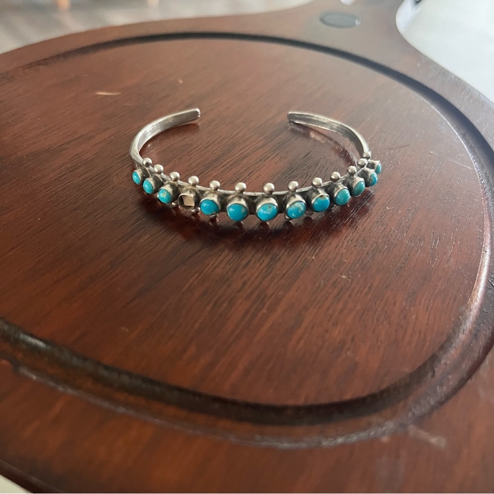 Blue and Silver Southwestern Cuff Bracelet